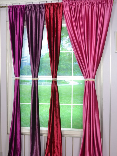 120 Inch Extra Wide Whitney Pink Red and Purple Blackout Grommet Velvet Curtains