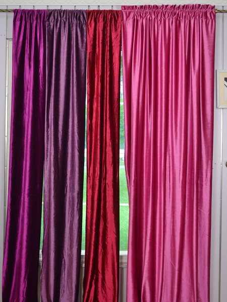 120 Inch Extra Wide Whitney Pink Red and Purple Blackout Grommet Velvet Curtains