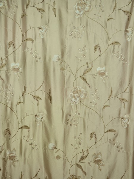 120 Inch Extra Wide Morgan Deep Champagne Embroidered