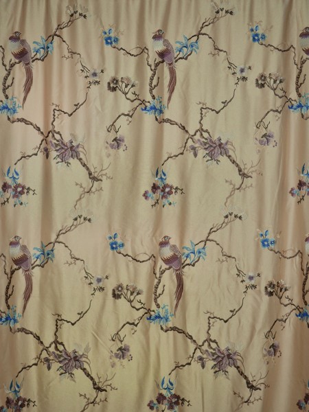 120 Inch Extra Wide Morgan Light Apricot Embroidered