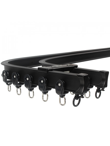 CHR01 Bendable Ivory and Black Curtain Tracks Ceiling/Wall Mount For Bay Window(Color: Black)