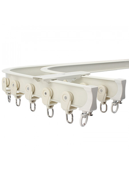 CHR01 Bendable Ivory and Black Curtain Tracks Ceiling/Wall Mount For Bay Window(Color: Ivory)