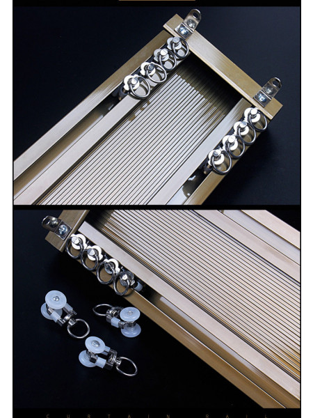 CHR03 Ceiling/Wall Mounted Double Curtain Tracks(Color: Champagne)