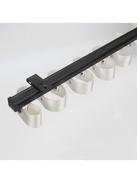 CHR09 Thick Ivory Black S Fold Curtain Tracks Ceiling/Wall Mount(Color: Black)