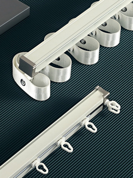Warrego CHR112 Thick Ivory Black S-Fold/Wave Fold Custom Made Curtain Tracks Ceiling/Wall Mount For Sliding Doors(Color: Ivory)