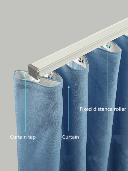 Warrego CHR112 Thick Ivory Black S-Fold/Wave Fold Custom Made Curtain Tracks Ceiling/Wall Mount For Sliding Doors