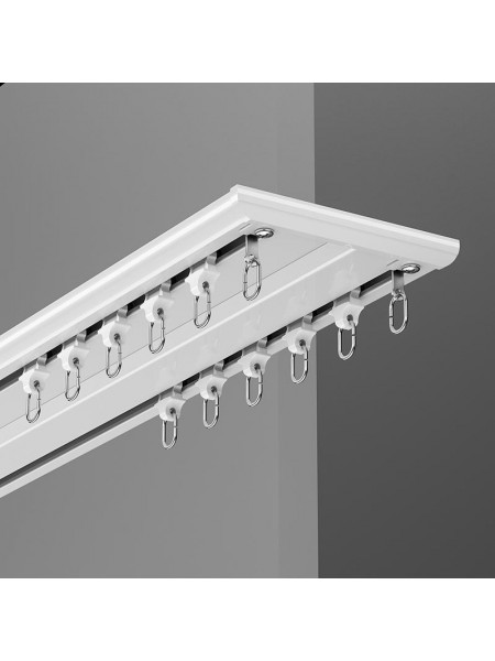 CHR121 Ceiling Mounted Ultra Thin Invisible Ivory Black Aluminum Alloy Double Curtain Rails (Color: Ivory)