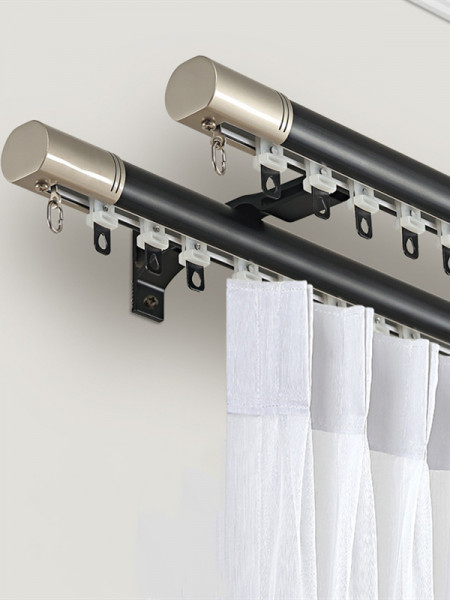 CHR125 Foraker White Black Blue Champagne Aluminum alloy Curtain Track Set With Column Finials