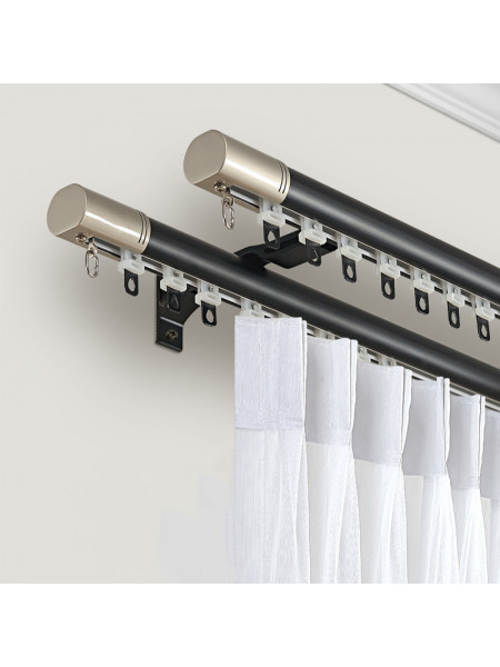 CHR125 Foraker White Black Blue Champagne Aluminum alloy Curtain Track Set With Column Finials