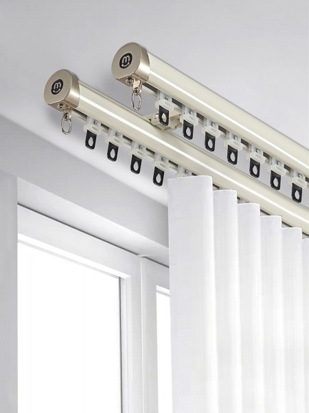 CHR125 Foraker White Black Blue Champagne Aluminum alloy Curtain Track Set With Column Finials