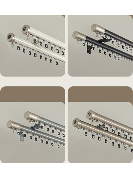 CHR125 Foraker White Black Blue Champagne Aluminum alloy Curtain Track Set With Column Finials