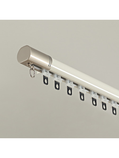 CHR125 Foraker White Black Blue Champagne Aluminum alloy Curtain Track Set With Column Finials(Color: White)