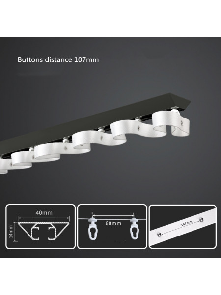 S Fold Curtain Tracks Ceiling Mount White Black Single Tracks Warrego(Color: Black track 107 mm s fold heading tape)