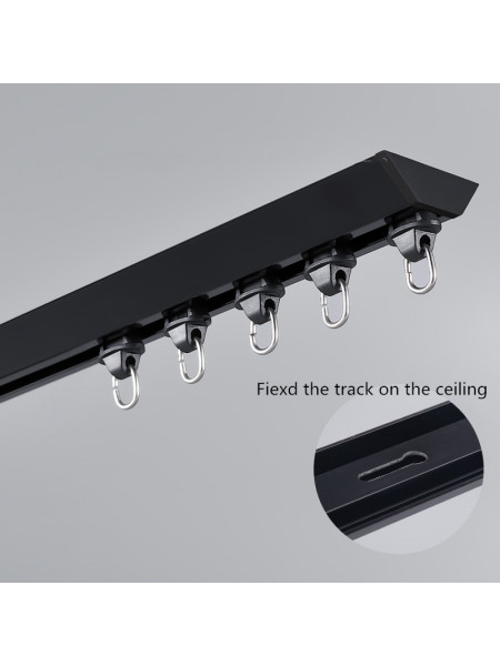 CHR15 NEW Arrival V Shape Ivory Black Ceiling Mounted Curtain Tracks(Color: Black)