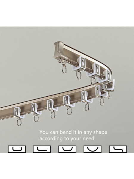Curved silent gliss bay window curtain track ceiling/wall mounted