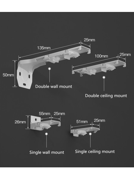 CHR19  Thick Small Ivory Black Curtain Tracks Ceiling/Wall Mount
