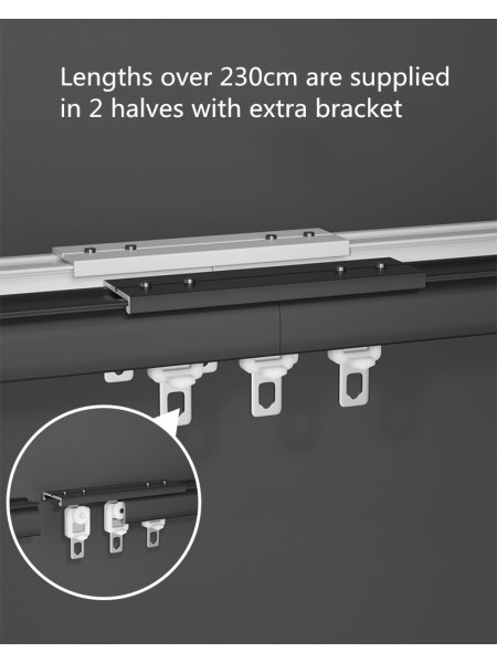 CHR19  Thick Small Ivory Black Curtain Tracks Ceiling/Wall Mount
