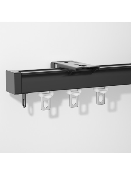 CHR19  Thick Small Ivory Black Curtain Tracks Ceiling/Wall Mount(Color: Black)