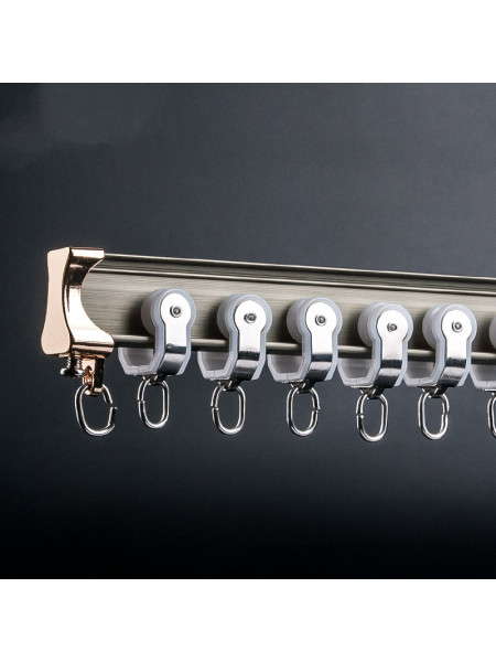 CHR22 Bendable Ivory Champagne Curtain Tracks Ceiling/Wall Mount For Bay Window(Color: Champagne)