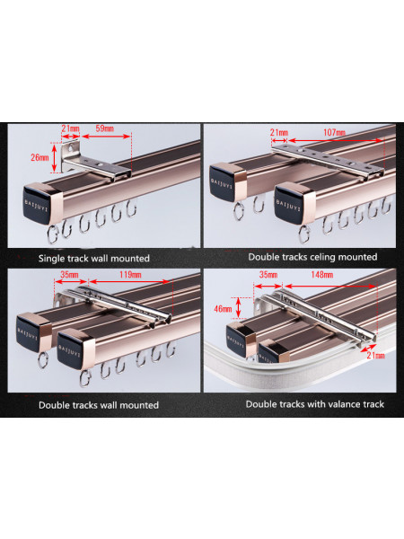 CHR29 Big Ivory Apple Red Gold Curtain Tracks Ceiling/Wall Mount