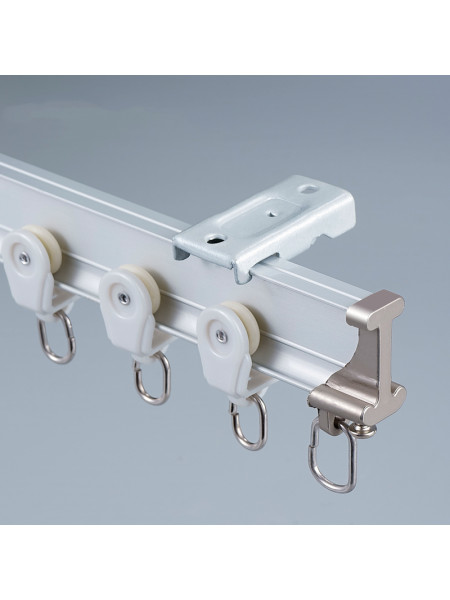 CHR39 Bendable Ivory Silver Blue Champagne Curtain Tracks Ceiling/Wall Mount For Bay Window(Color: Silver)