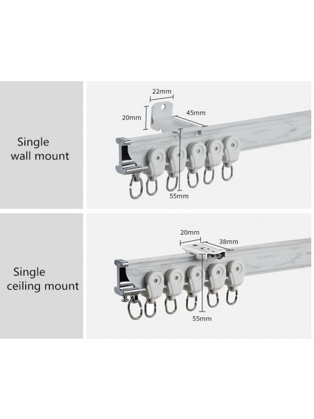 CHR43 Bendable Wood Grain Curtain Tracks Ceiling/Wall Mount For Corner Windows