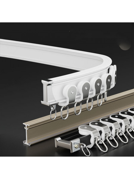 CHR45 Bendable Ivory and Champagne Curtain Tracks Ceiling/Wall Mount For Bay Windows/Corner Windows