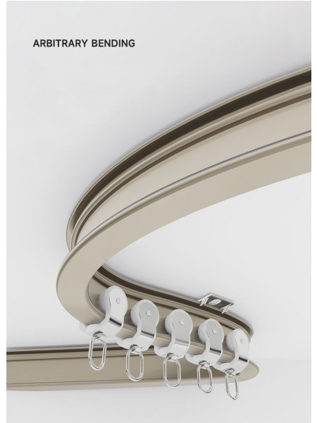 CHR45 Bendable Ivory and Champagne Curtain Tracks Ceiling/Wall Mount For Bay Windows/Corner Windows