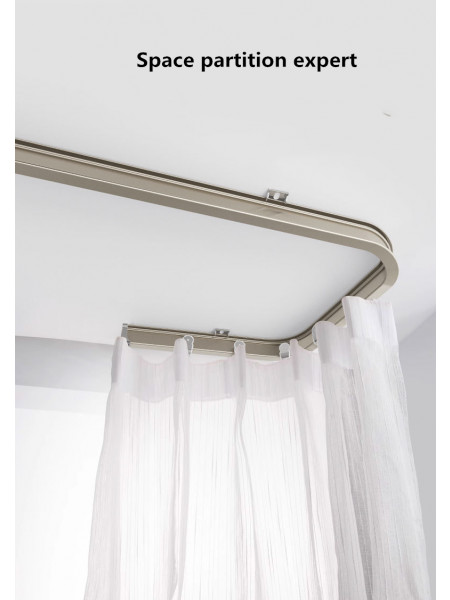CHR45 Bendable Ivory and Champagne Curtain Tracks Ceiling/Wall Mount For Bay Windows/Corner Windows