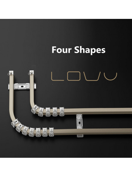 CHR45 Bendable Ivory and Champagne Curtain Tracks Ceiling/Wall Mount For Bay Windows/Corner Windows