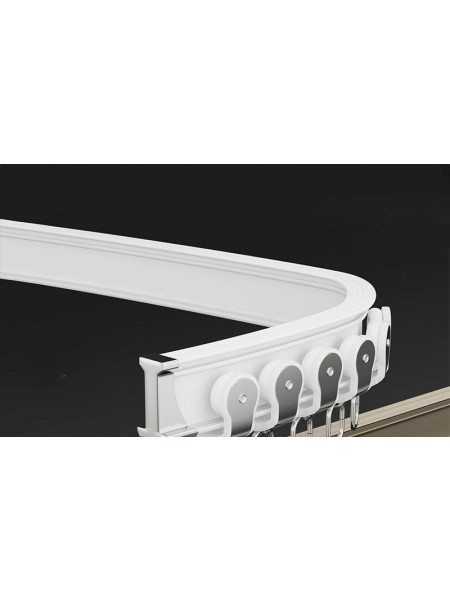 CHR45 Bendable Ivory and Champagne Curtain Tracks Ceiling/Wall Mount For Bay Windows/Corner Windows(Color: White)