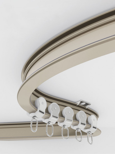 CHR45 Bendable Ivory and Champagne Curtain Tracks Ceiling/Wall Mount For Bay Windows/Corner Windows(Color: Champagne)