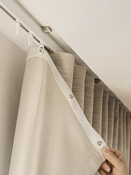 CHR46 Warrego Thick Ivory S-Fold/Wave Fold Ceiling/Wall Mount Curtain Rails For Living Room