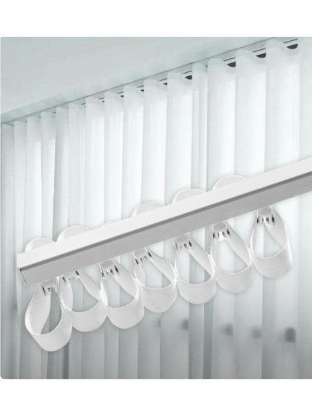 CHR46 Warrego Thick Ivory S-Fold/Wave Fold Ceiling/Wall Mount Curtain Rails For Living Room