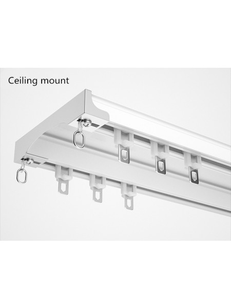 CHR51 Ceiling/Wall Mounted Aluminum Alloy Double Curtain Tracks(Color: Ivory)