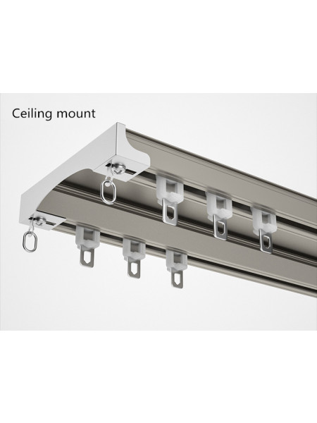 CHR51 Ceiling/Wall Mounted Aluminum Alloy Double Curtain Tracks(Color: Champagne)
