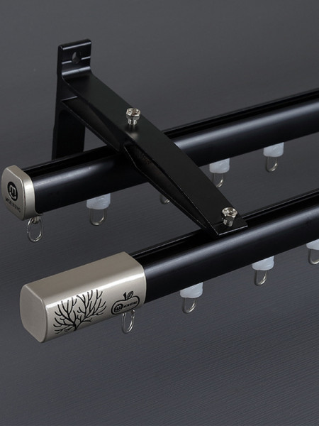 CHR55 White Silver Black Aluminum alloy Curtain Rod Set With Rollers For living room