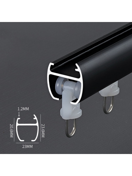 CHR55 White Silver Black Aluminum alloy Curtain Rod Set With Rollers For living room