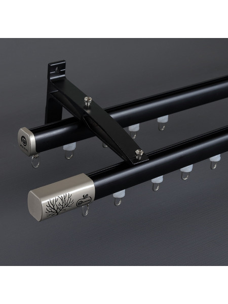 CHR55 White Silver Black Aluminum alloy Curtain Rod Set With Rollers For living room