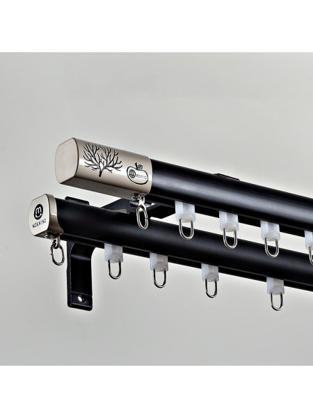 CHR55 White Silver Black Aluminum alloy Curtain Rod Set With Rollers For living room