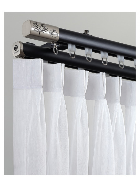 CHR55 White Silver Black Aluminum alloy Curtain Rod Set With Rollers For living room