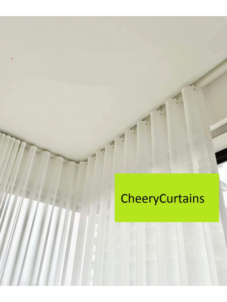 CHR18 Ivory S Fold Bendable Curtain Tracks Ceiling/Wall Mount For Bay Window