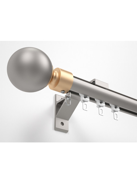 CHR57 White Black Red Gold Aluminum alloy Curtain Track Set With Ball Finials(Color: Grey)