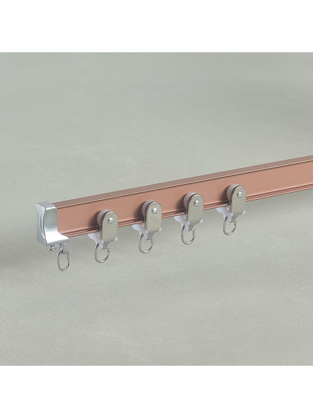 CHR62 Bendable Ivory Black Rose Gold Curtain Tracks Ceiling/Wall Mount For Bay Window(Color: Rose gold)