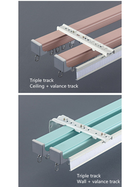 CHR64 Thick Ivory Green Pink Curtain Tracks Ceiling/Wall Mount