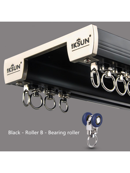 CHR66 Ceiling Mounted Double Curtain Rails For Heavy Curtains(Color: Black Roller B)