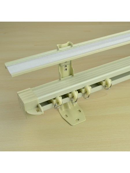 CHR6825 Gibbo Custom Double Curtain Track Set with Valance Track Ceiling & Wall Mount (Color: Ivory)