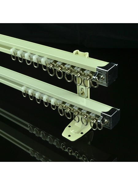 CHR7822 Ivory Ceiling Mounted or Wall Mounted Double Curtain Tracks and Rails Wall Mount