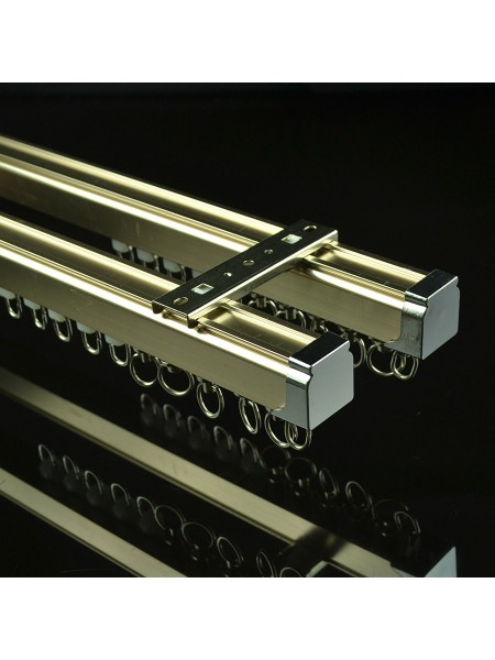 CHR7822 Rose Gold Ceiling Mounted or Wall Mounted Double Curtain Tracks and Rails Wall Mounted