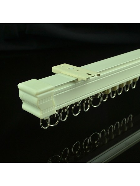 CHR7920 Ivory and Rose Gold Ceiling Mounted or Wall Mounted Single Curtain Tracks (Color: Ivory)